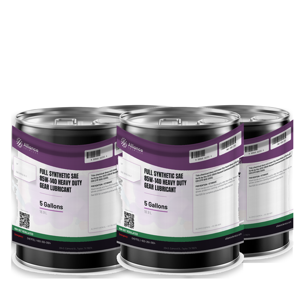 Full Synthetic SAE 85W-140 Heavy Duty Gear Lubricant in four 5-gallon pails from Alliance Chemical