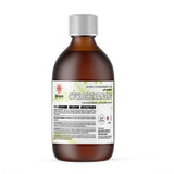 Quart amber glass bottle of Cyclohexanone ACS grade solvent with NFPA diamond, hazard warnings and Alliance Chemical