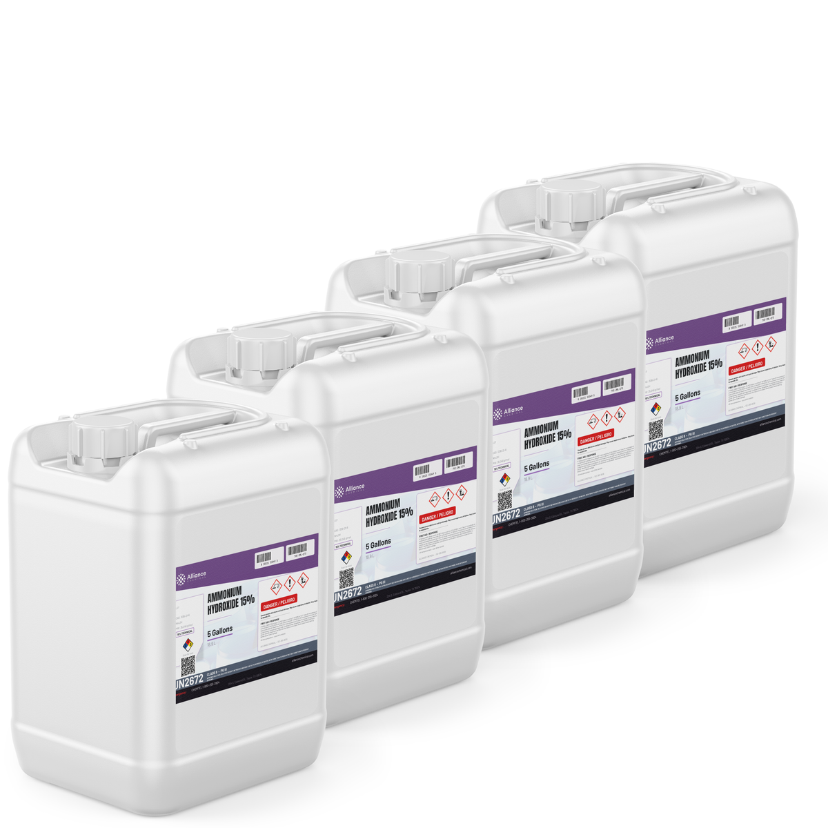 Ammonium Hydroxide 15% Technical Grade in four 5-gallon pails from Alliance Chemical