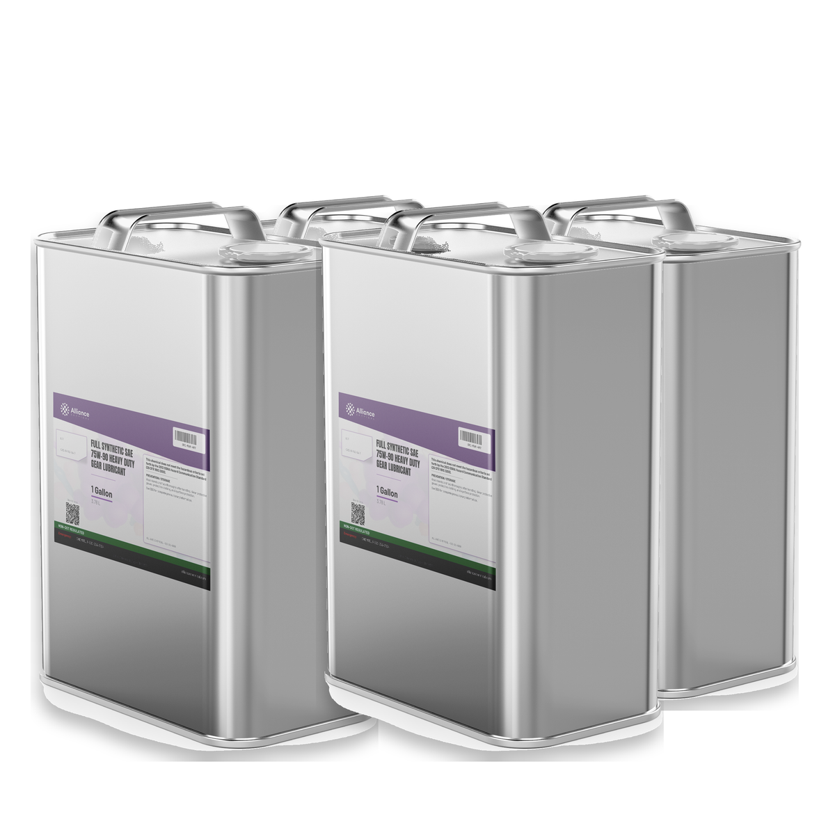 Full Synthetic SAE 75W-90 Heavy Duty Gear Lubricant, four 1-gallon metal cans, Alliance Chemical