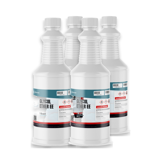 Glycol Ether EE Technical Grade in four 1-quart plastic bottles from Alliance Chemical for coatings and degreasing