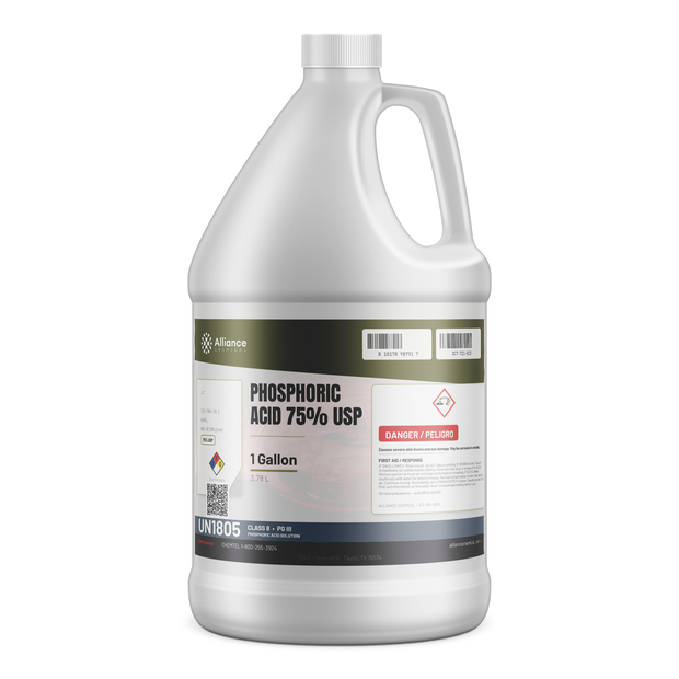 Phosphoric Acid 75% USP Food Grade 1-gallon jug for rust removal and pH neutralization, Alliance Chemical