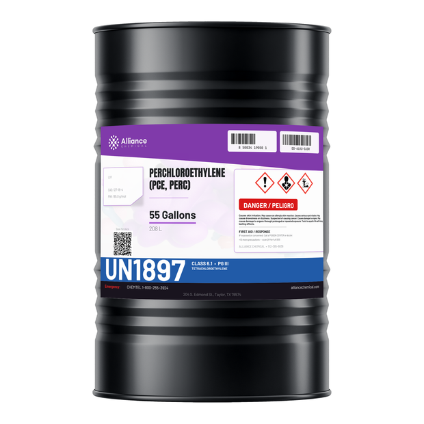 Perchloroethylene technical grade 55-gallon drum for dry cleaning and vapor degreasing, Alliance Chemical