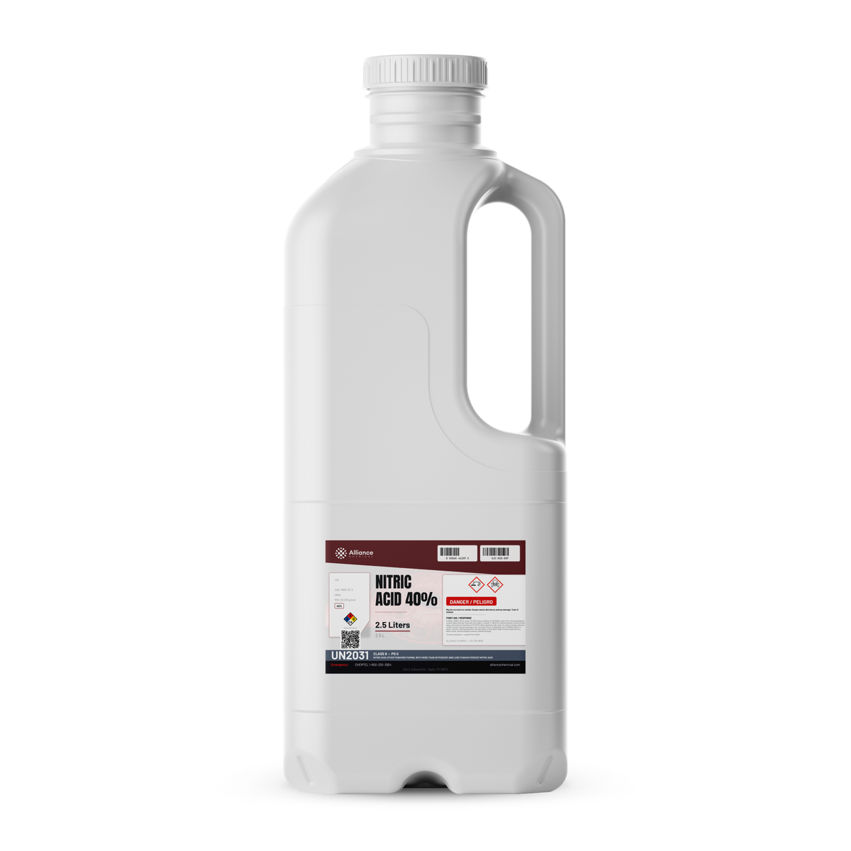 Nitric Acid 40% Technical Grade 2.5-liter jug for stainless steel passivation, Alliance Chemical