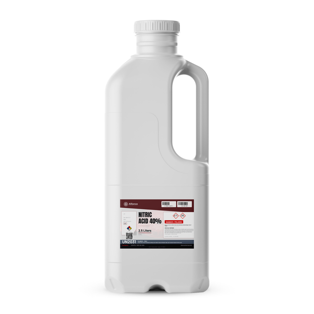 Nitric Acid 40% Technical Grade 2.5-liter jug for stainless steel passivation, Alliance Chemical