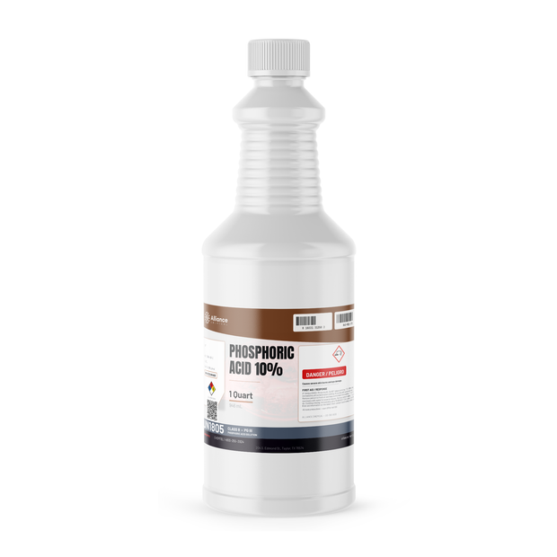 Phosphoric Acid 10% Food Grade in a 1-quart white plastic bottle from Alliance Chemical