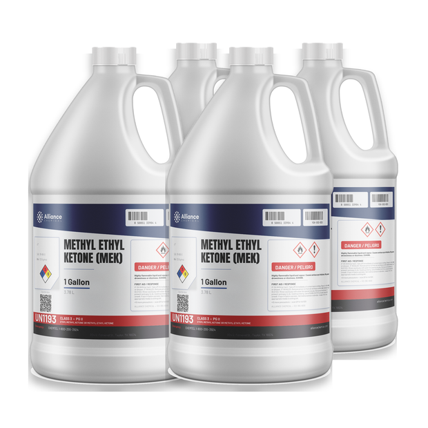 Methyl Ethyl Ketone Technical Grade four 1-gallon plastic jugs, Alliance Chemical for surface coatings and resin dissolving