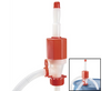 Manual siphon drum pump with red adjustable threaded bung adapter, flexible discharge hose, and chemical-resistant polyethylene construction for 15-55 gallon drums.