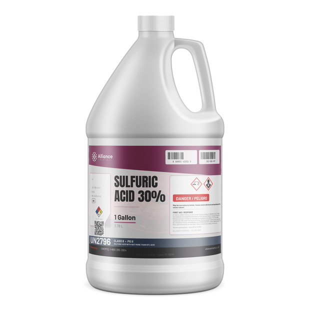Sulfuric Acid 30% Technical Grade 1-gallon plastic jug, Alliance Chemical for pH neutralization
