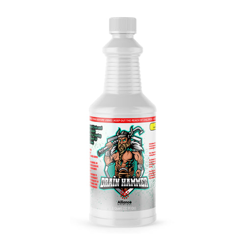 Drain Hammer Sulfuric Acid 93% in 1-quart bottle — industrial drain clearing and waste line neutralization