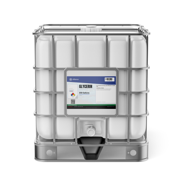 Glycerin Technical Grade in a 330-gallon caged plastic IBC tote from Alliance Chemical