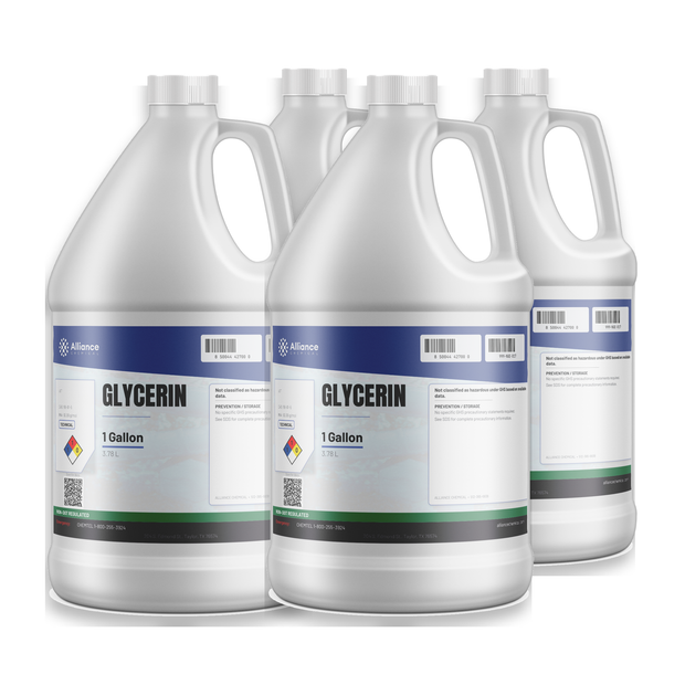 Glycerin Technical Grade, four 1-gallon jugs in a 4-gallon case, Alliance Chemical