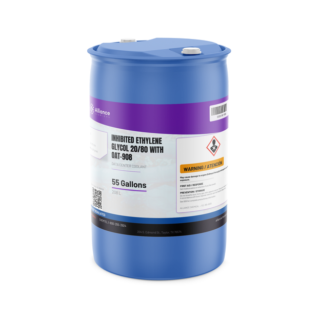 Inhibited Ethylene Glycol 20/80 (20% EG) OAT-908 data center coolant, 55-gallon drum - Alliance Chemical