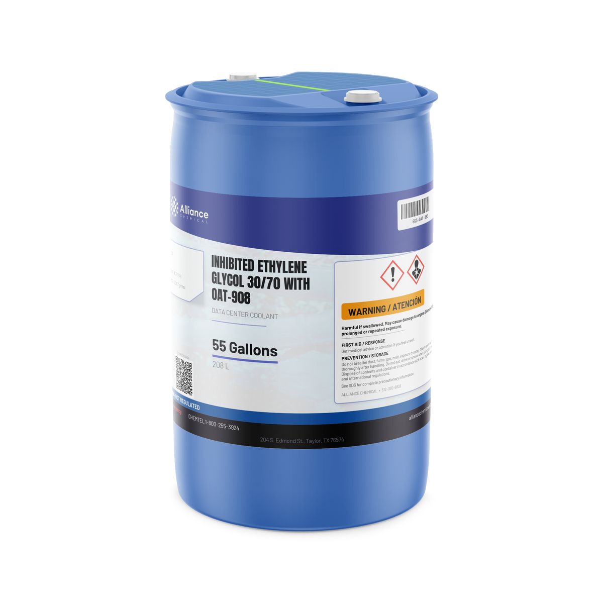 Inhibited Ethylene Glycol 30/70 55-gallon drum from Alliance Chemical for data center cooling