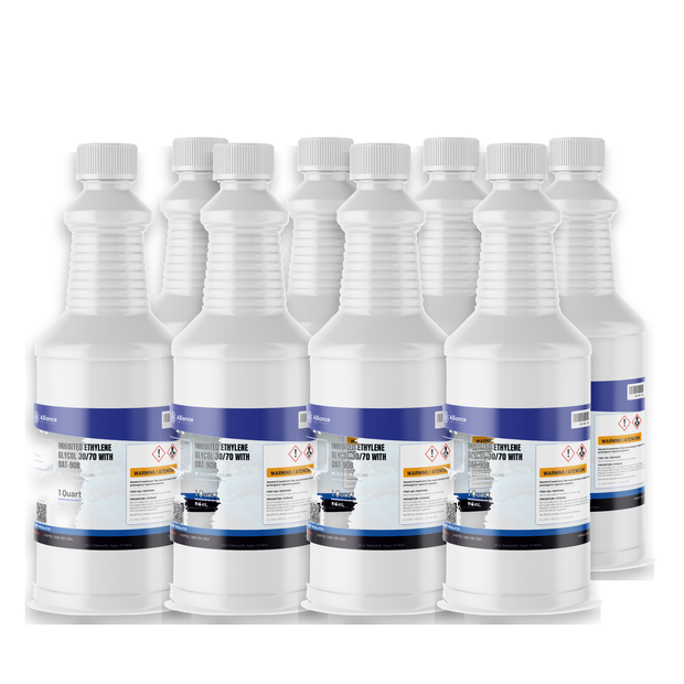Inhibited Ethylene Glycol 30/70 in eight 1-quart plastic bottles, Alliance Chemical for data center cooling