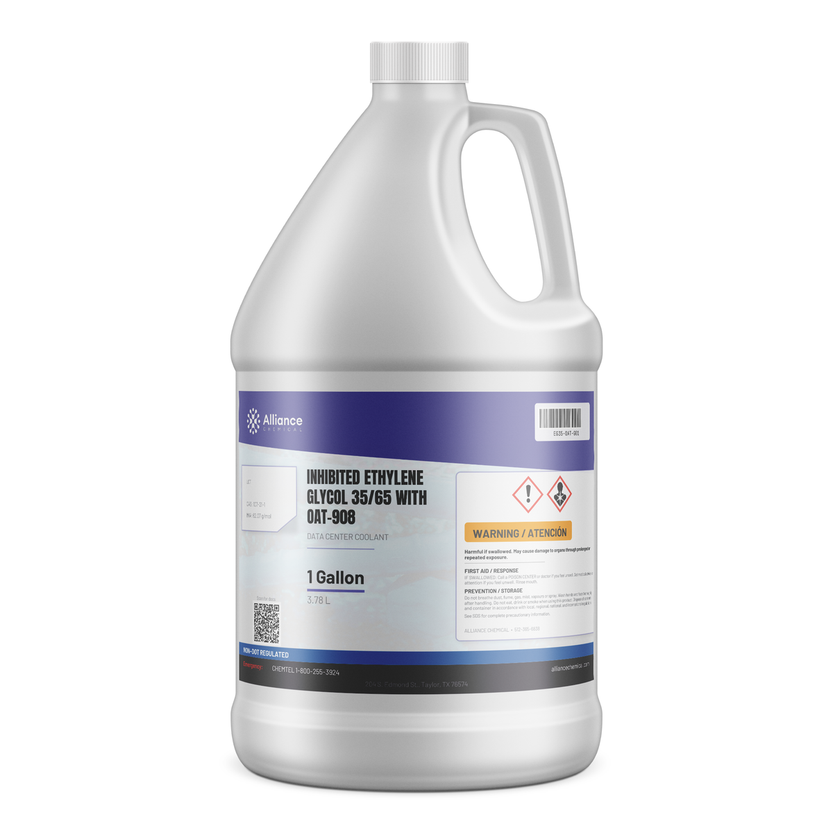 Inhibited Ethylene Glycol 35/65 with OAT-908 Data Center Coolant 1-gallon jug by Alliance Chemical