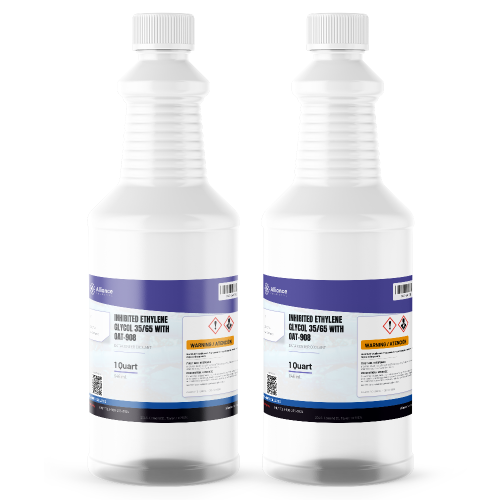 Inhibited Ethylene Glycol 35/65 data center coolant in two 1-quart plastic bottles, Alliance Chemical