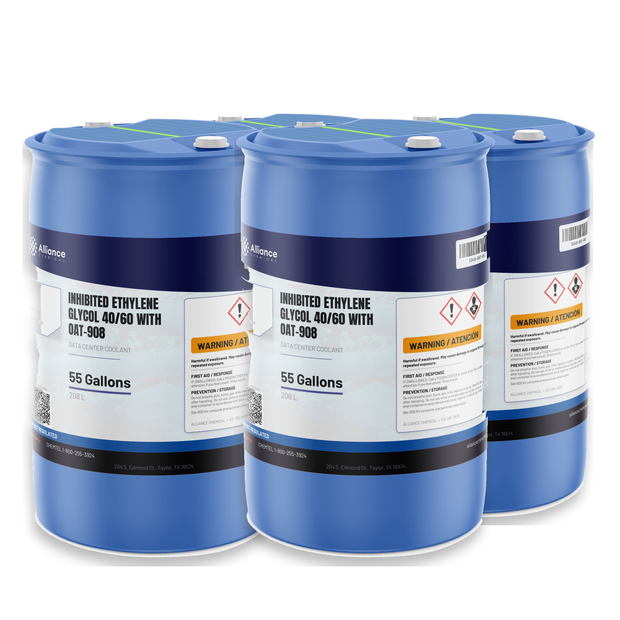 Inhibited Ethylene Glycol 40/60 in four 55-gallon drums from Alliance Chemical for data center cooling