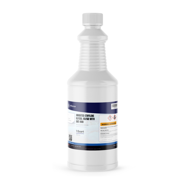 Inhibited Ethylene Glycol 40/60 data center coolant in a 1-quart plastic bottle by Alliance Chemical