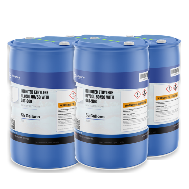 Inhibited Ethylene Glycol 50/50 data center coolant in four 55-gallon drums, Alliance Chemical