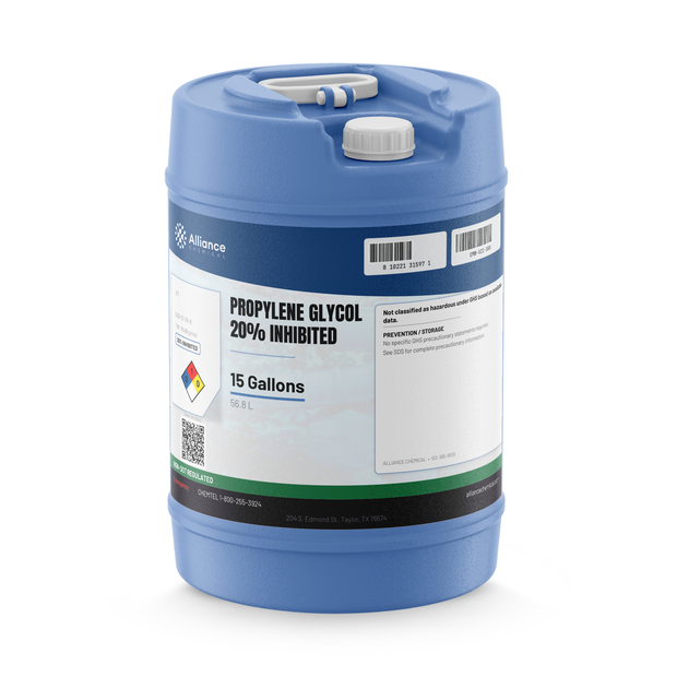 Propylene Glycol 20% Inhibited 15-gallon carboy for HVAC and facility maintenance, Alliance Chemical