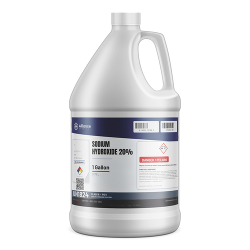 Sodium hydroxide 20% ACS reagent grade in a 1-gallon plastic jug, Alliance Chemical
