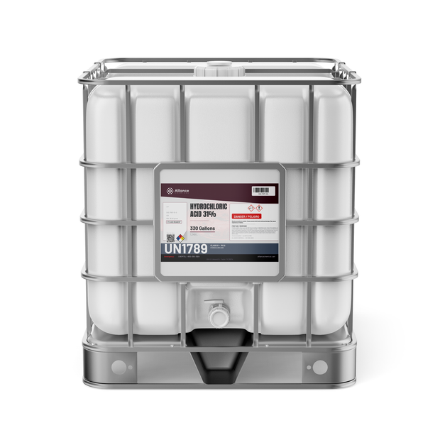 Hydrochloric Acid 31% ACS Reagent Grade in a 330-gallon IBC tote, Alliance Chemical