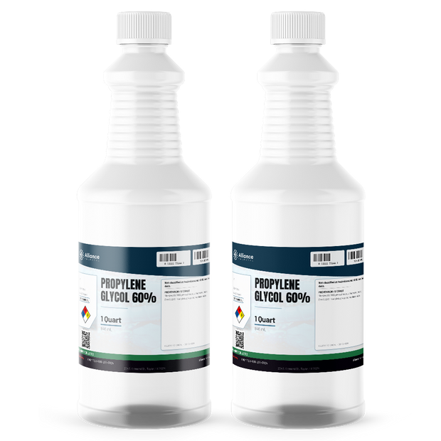 Propylene Glycol 60% Technical Grade in two 1-quart plastic bottles, Alliance Chemical