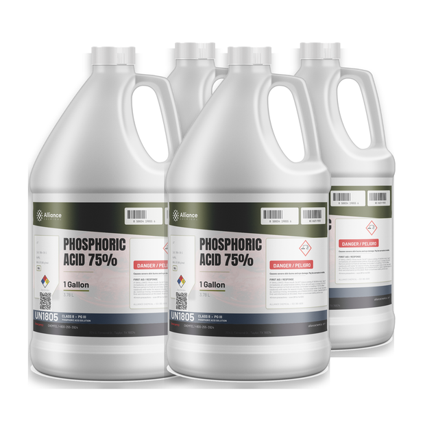 Phosphoric Acid 75% Technical Grade in four 1-gallon jugs for rust conversion, Alliance Chemical