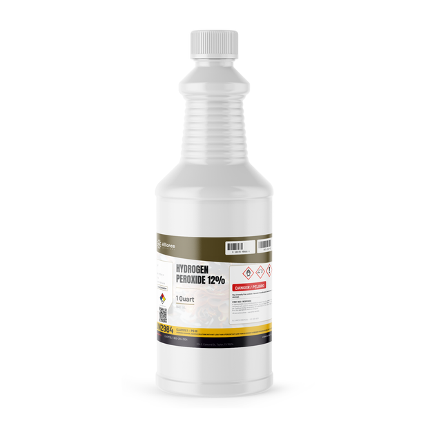 Hydrogen Peroxide 12% ACS Grade 1-quart bottle, Alliance Chemical for laboratory analysis and chemical synthesis