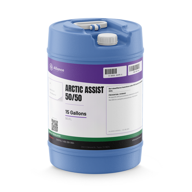 Arctic Assist 50/50 Technical Grade in a 15-gallon blue plastic carboy, Alliance Chemical