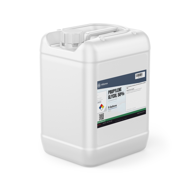 Propylene Glycol 50% USP Grade solution in a 5-gallon plastic jerry can from Alliance Chemical