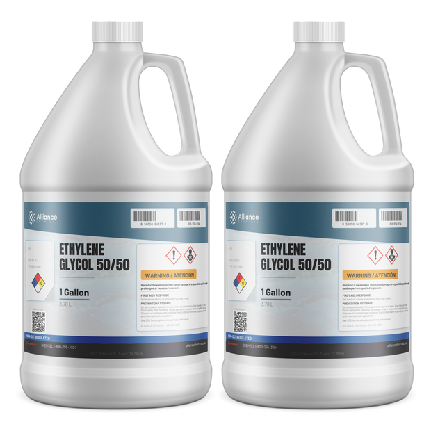 Ethylene Glycol 50/50 Technical Grade in two 1-gallon plastic jugs, Alliance Chemical