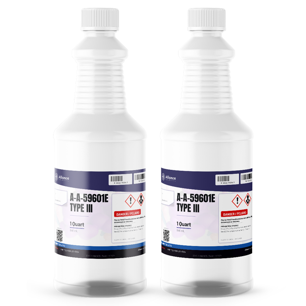 A-A-59601E Type III Technical Grade solvent in two 1-quart plastic bottles from Alliance Chemical