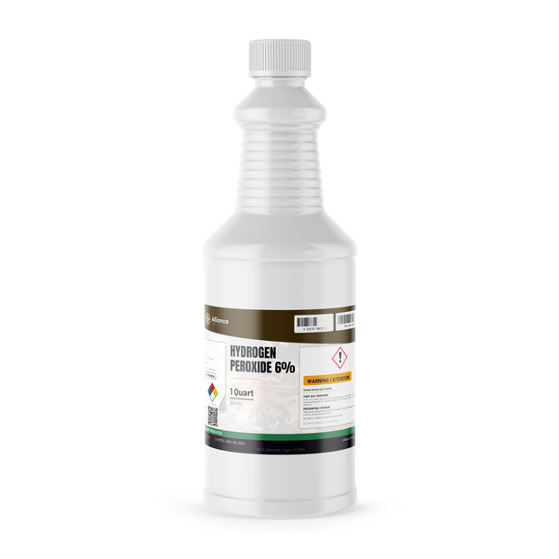 Hydrogen Peroxide 6% Technical Grade in a 1-quart plastic bottle, Alliance Chemical