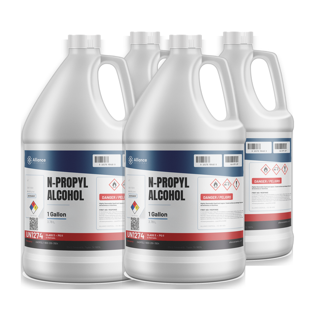 N-propyl alcohol ACS reagent grade case of four 1-gallon jugs Alliance Chemical for analytical chemistry