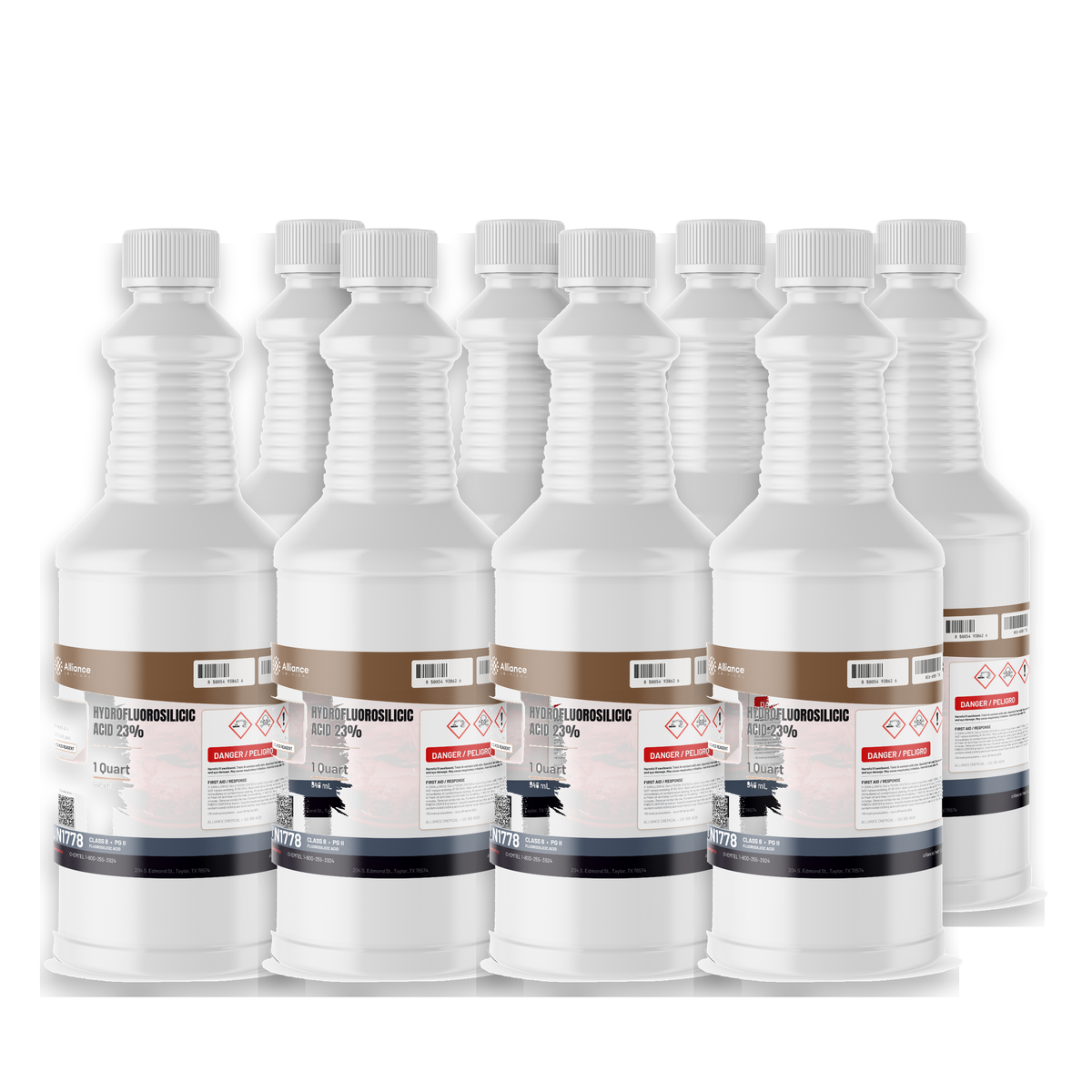 Hydrofluorosilicic Acid 23% ACS Grade case of eight 1-quart plastic bottles, Alliance Chemical