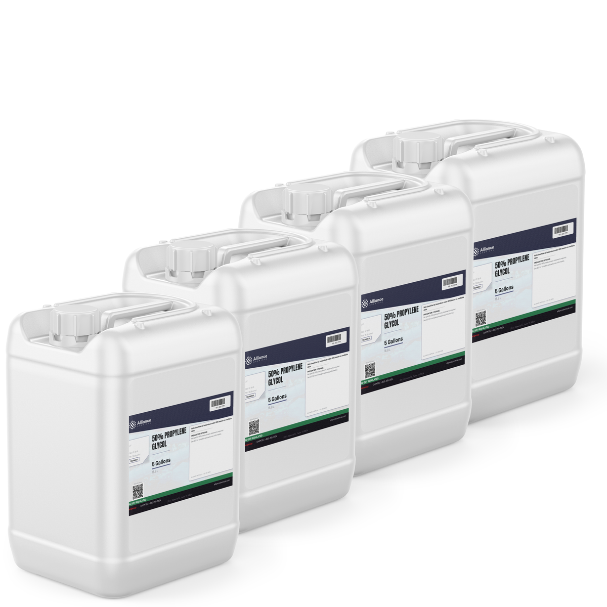 50% Propylene Glycol Technical Grade in four 5-gallon jerry cans, Alliance Chemical