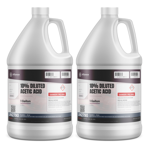 10% Diluted Acetic Acid Food Grade solution in two 1-gallon plastic jugs from Alliance Chemical for pH adjustment