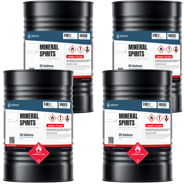 Odorless mineral spirits, technical grade in four 55-gallon drums for paint thinning, Alliance Chemical