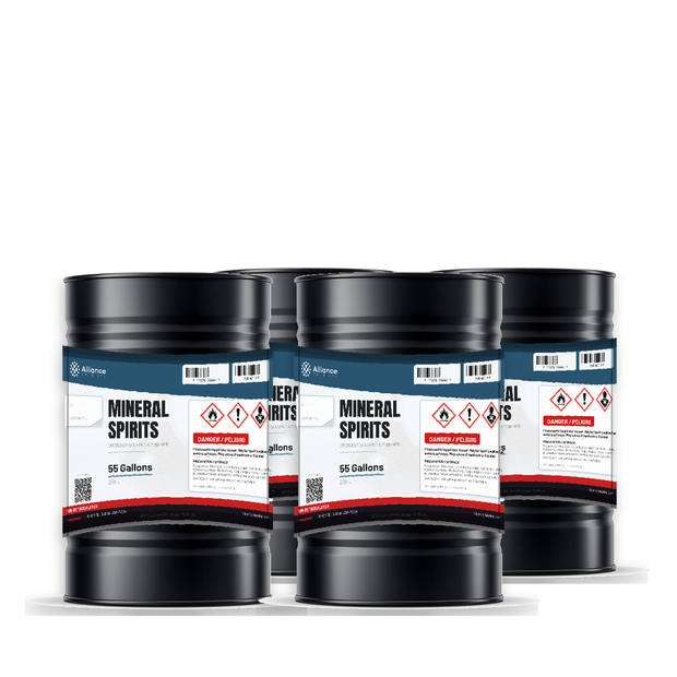 Mineral Spirits technical grade in four 55-gallon drums, Alliance Chemical for parts degreasing and paint thinning