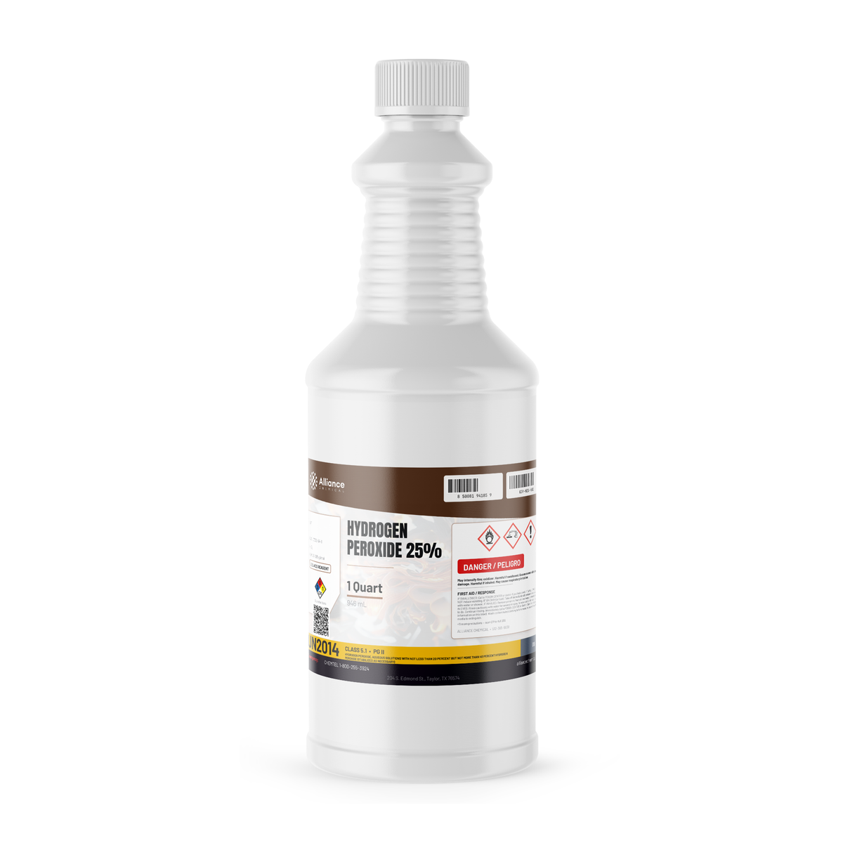 Hydrogen Peroxide 25% ACS Grade 1-quart bottle, Alliance Chemical for bleaching and surface etching