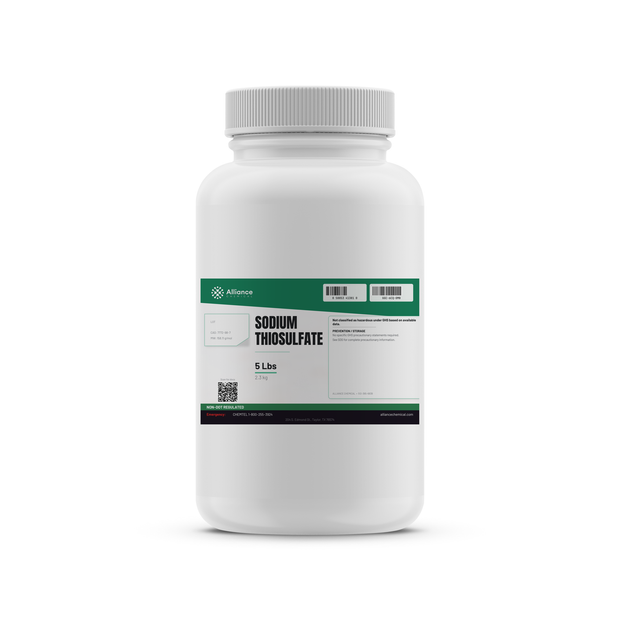 Sodium Thiosulfate Technical Grade 5-lb white plastic bottle for dechlorination from Alliance Chemical