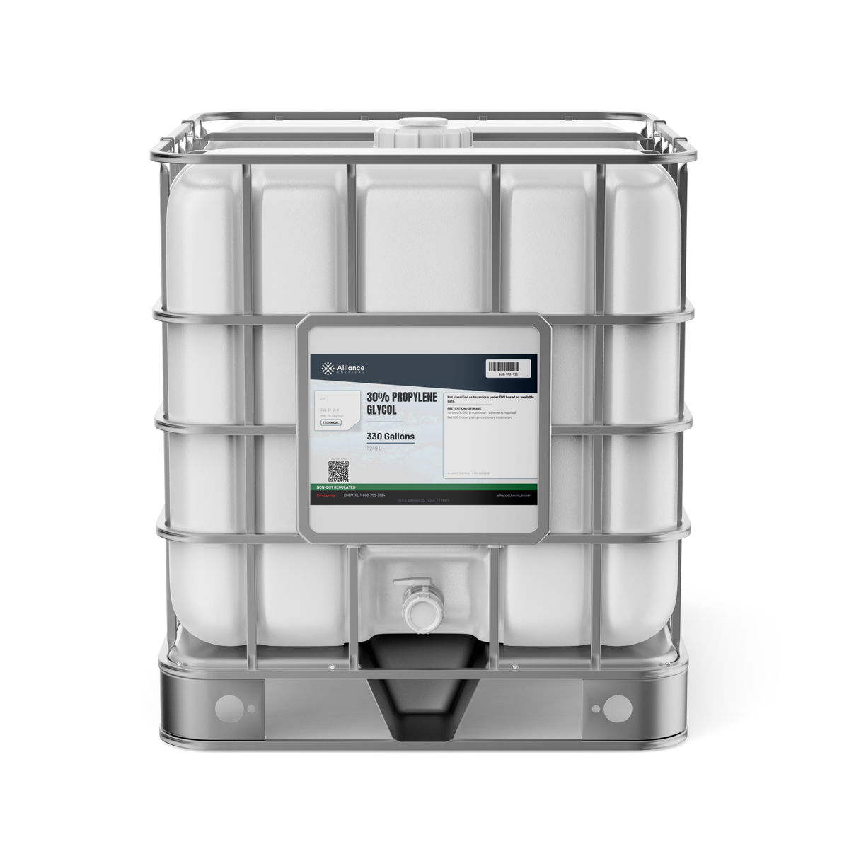 30% Propylene Glycol Technical Grade in a 330-gallon IBC tote from Alliance Chemical