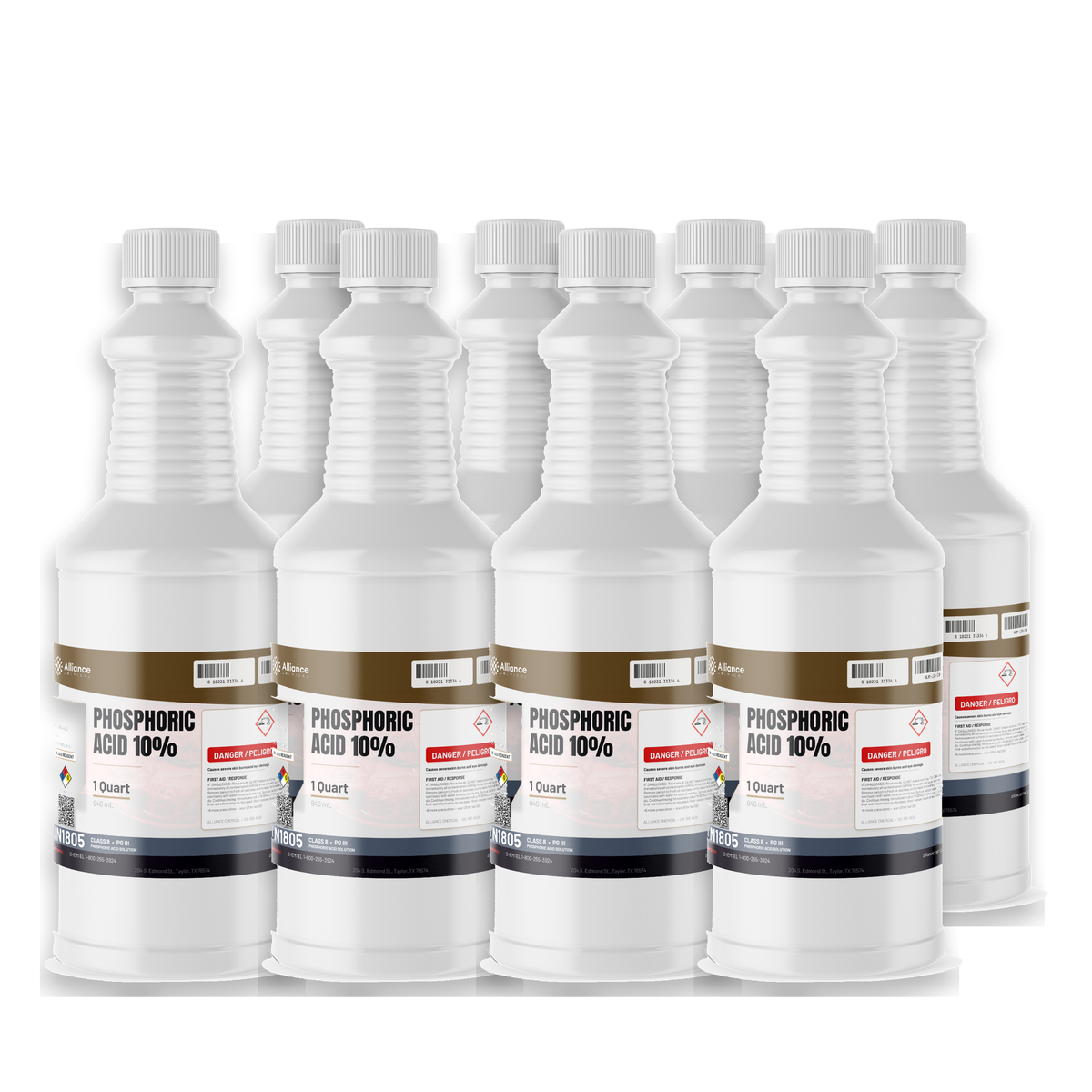 Phosphoric Acid 10% ACS Reagent grade in eight 1-quart plastic bottles by Alliance Chemical