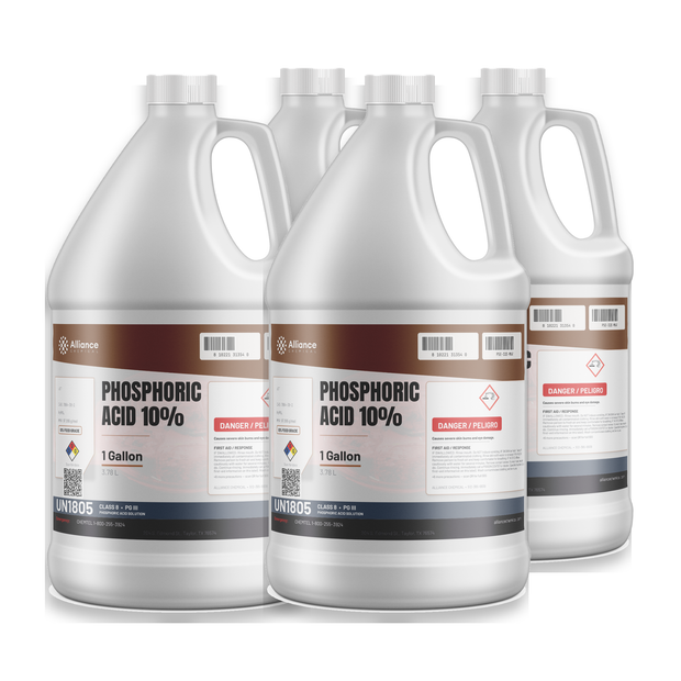 Phosphoric Acid 10% Food Grade, four 1-gallon jugs, Alliance Chemical for food and beverage processing