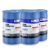 Sodium Hydroxide 25% ACS Grade in four 55-gallon drums from Alliance Chemical for water treatment and pH control