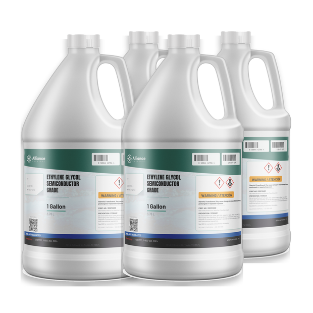 Ethylene Glycol Semiconductor Grade in four 1-gallon plastic jugs, Alliance Chemical for thermal management loops