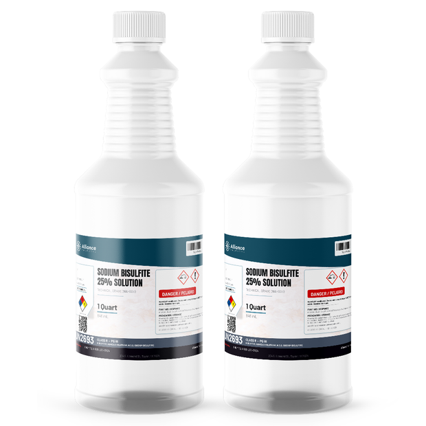 Sodium bisulfite 25% solution technical grade in two 1-quart plastic bottles, Alliance Chemical