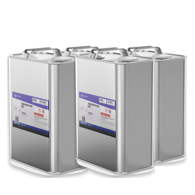 Trichloroethylene Technical Grade in four 1-gallon metal cans from Alliance Chemical for vapor degreasing